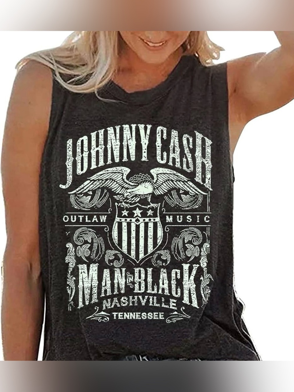 Country Music Tank Tops Women Vintage Nashville Tennessee Johnny Cash Medium